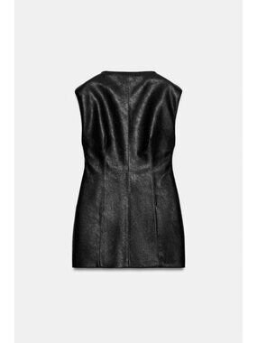 ZARA FAUX LEATHER DRESS WITH SHOULDER PADS 4764/212/800